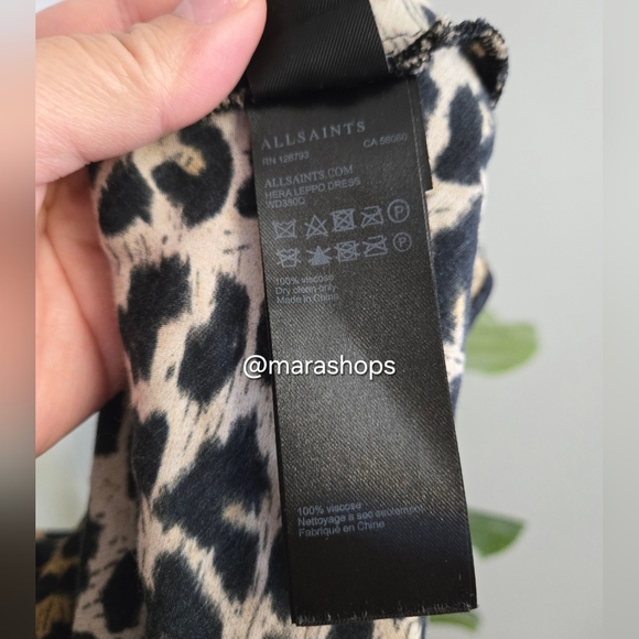 All Saints Hera Leopard Print Midi Dress - Picture 7 of 8